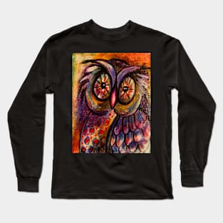 Whimsical Owl Painting Long Sleeve T-Shirt